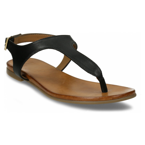 Černé dámské kožené sandály