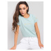 RUE PARIS Mint cotton t-shirt with embroidery