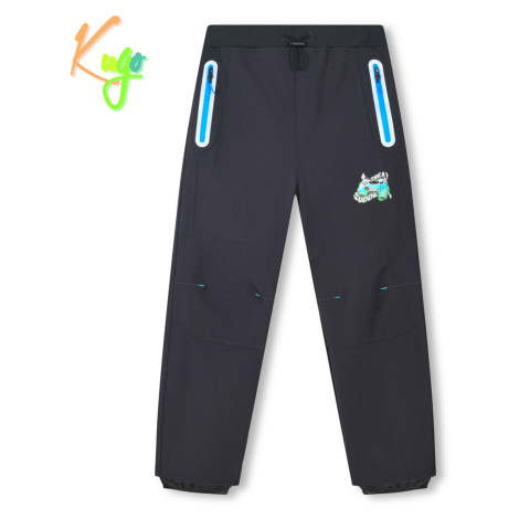 Chlapecké softshellové kalhoty - KUGO HK3118, šedá / modré zipy Barva: Šedá
