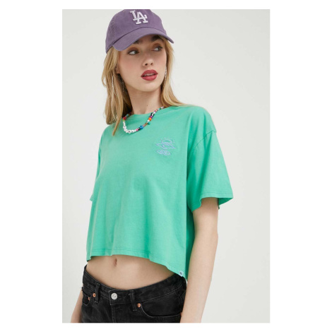 Bavlněné tričko Rip Curl zelená barva