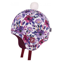 Dívčí zimní funkční čepice Dráče - Polárka 38, fialová, květy Barva: Fialová