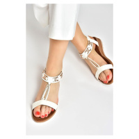 Fox Shoes White Stone Detailed Women's Daily Sandals