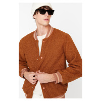 Vysokoškolský kabát Trendyol Camel Bomber Boucle