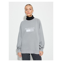 Koton Crew Neck Sweatshirt Printed Ribbed