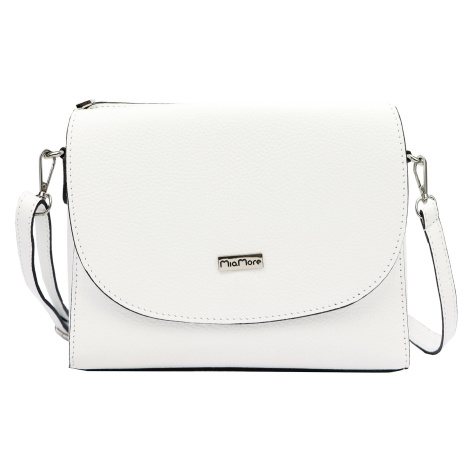 Kožená crossbody kabelka MiaMore 01-067 bílá