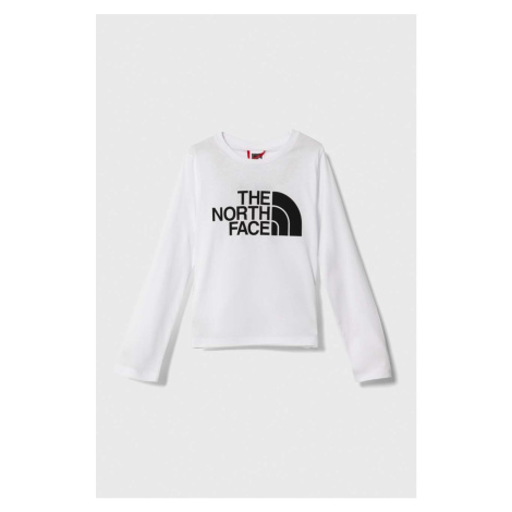 Dětské bavlněné tričko s dlouhým rukávem The North Face L/S EASY TEE bílá barva, s potiskem