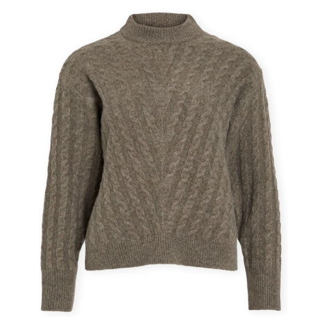 Vila Relli Highneck Knit - Falcon Hnědá