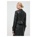 Kožená bunda Pinko dámská, černá barva, přechodná, 102161.A1AS