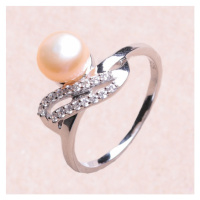 Prsten stříbrný s růžovou perlou a zirkony Ag 925 017135 PP - 62 mm , 3,0 g