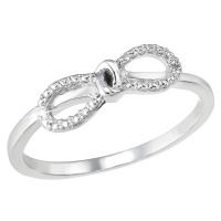 Evolution Group Stříbrný prsten se zirkony mašlička bílá 885001.1