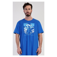 Pánská noční košile s krátkým rukávem Vienetta Secret Mountain | modrá