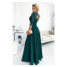 Smaragdové elegantní dlouhé krajkové šaty s výstřihem