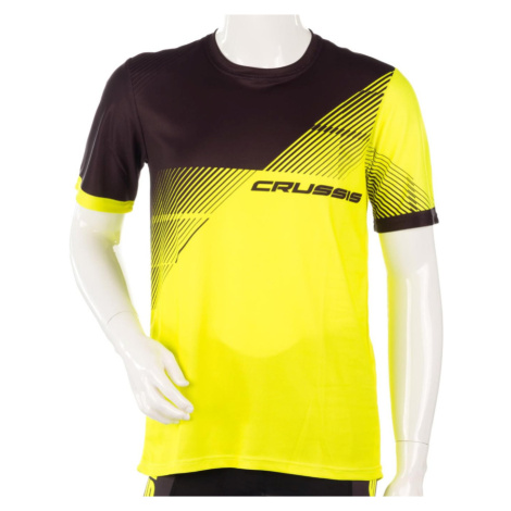 Pánské sportovní triko krátkým rukávem Crussis černá/žlutá fluo
