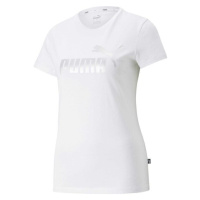 Puma ESSENTIALS+ METALLIC LOGO TEE Dámské tričko, bílá, velikost