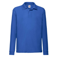 Blue Long Sleeve Polo Shirt Fruit of the Loom