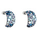 Stříbrné náušnice visací s krystaly Swarovski modré půlkruh 31164.3 Blue Style