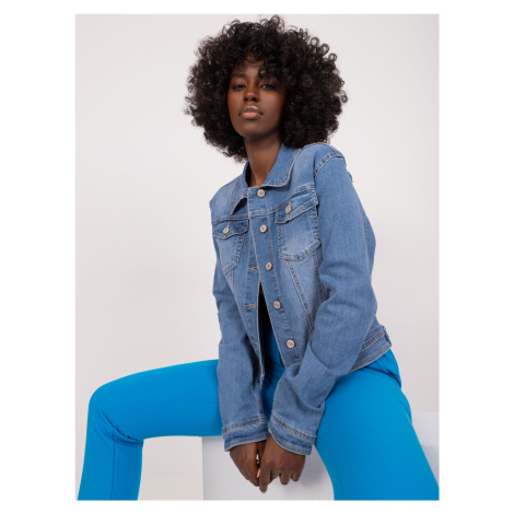 Modrá dámská džínová bunda s knoflíky
