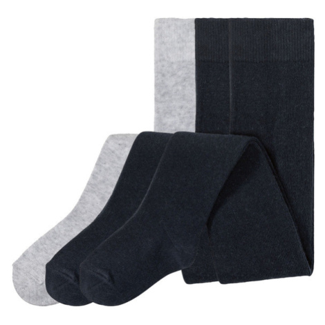 lupilu® Chlapecké punčochové kalhoty s BIO bavlnou, 3 kusy (navy modrá / šedá)