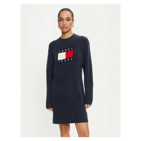 Tommy Jeans dámské modré úpletové šaty Tommy Hilfiger