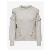 Krémový dámský žebrovaný svetr s ozdobnými lemy ONLY Stella - Dámské