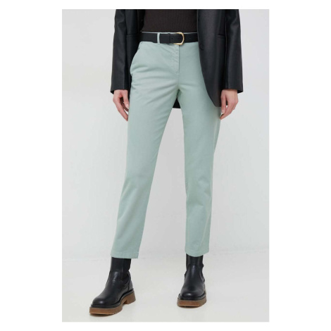 Kalhoty PS Paul Smith dámské, zelená barva, přiléhavé, high waist