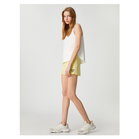 Koton Mini Sports Shorts with Embroidery Detail and Tie Waist