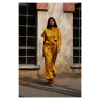 Trendyol X AI Mustard Ruffle Satin Dress