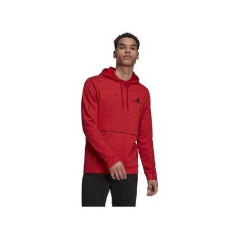 Adidas Essentials Mélange Embroidered Small Logo Hoodie Červená