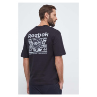 Bavlněné tričko Reebok Classic Basketball černá barva, s potiskem