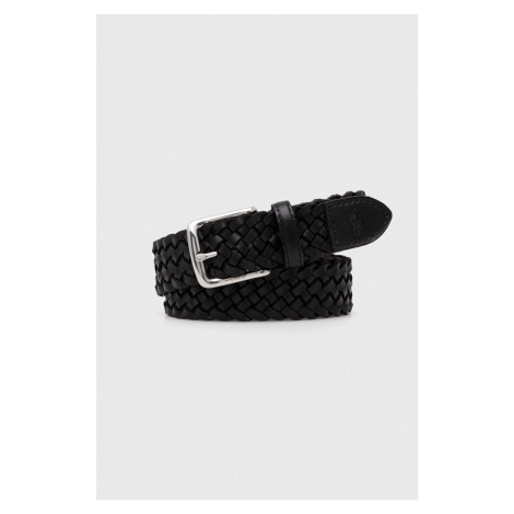 Kožený pásek Polo Ralph Lauren pánský, černá barva, 405688069
