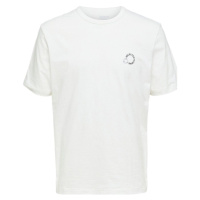 Selected Logo Print T-Shirt - Cloud Dancer Bílá