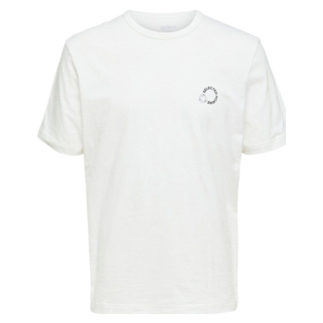 Selected Logo Print T-Shirt - Cloud Dancer Bílá