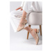 Mio Gusto Audrey Nude Patent Leather Open Back Short Heel Women's Shoes