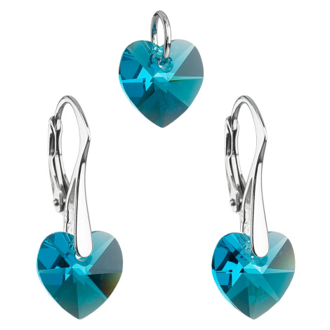 Evolution Group Sada šperků s krystaly Swarovski náušnice a přívěsek modrá srdce 39003.3