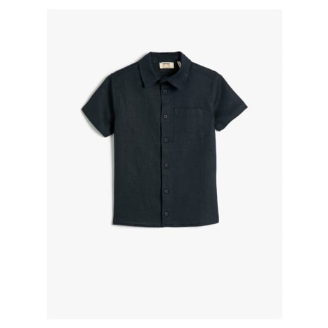 Koton Linen Shirt Short Sleeved, Pocket Detailed.