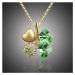 Sisi Jewelry Náhrdelník Swarovski Elements Čtyřlístek pro štěstí - zlato zelený NH1041-N9554-22 