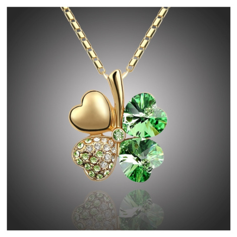Sisi Jewelry Náhrdelník Swarovski Elements Čtyřlístek pro štěstí - zlato  zelený NH1041 Zelená 40 | Modio.cz