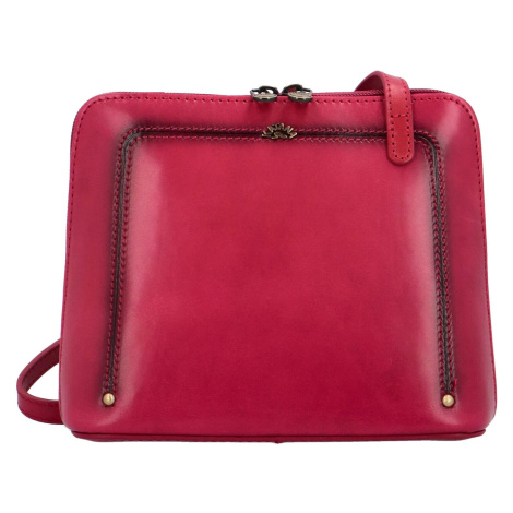 Luxusní dámská kožená crossbody Katana Rebora, fuchsiová