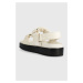 Kožené sandály Tory Burch Kira Sport Sandal dámské, béžová barva, na platformě, 144328.104