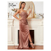 Elegantní společenské šaty s flitrovým topem a saténovou sukni