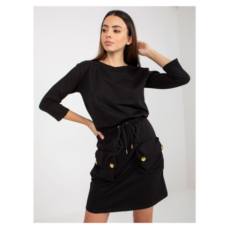Černé mini mikinové šaty s lemem od OCH BELLA Fashionhunters