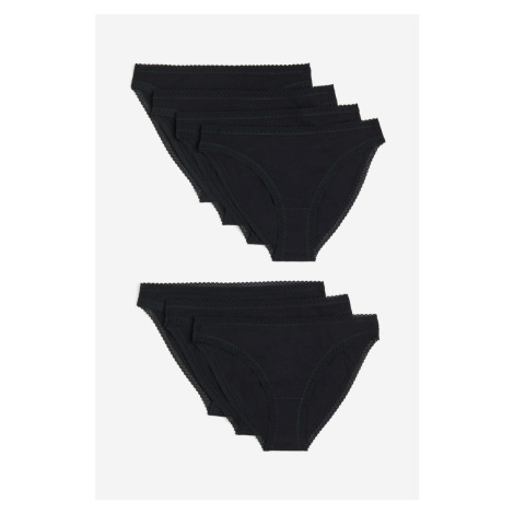 H & M - Kalhotky bikini z bavlněného žerzeje: balení po 7 - černá H&M
