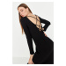 Trendyol Black Ruffle Knitted Maxi Dress