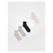 Reserved - Sada 5 párů ponožek s vysokým podílem bavlny a volánovým lemováním - Růžová