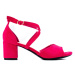 Luxusní sandály dámské růžové na širokém podpatku