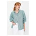 Trendyol Green Basic Striped Oversize Wide Fit Woven Shirt