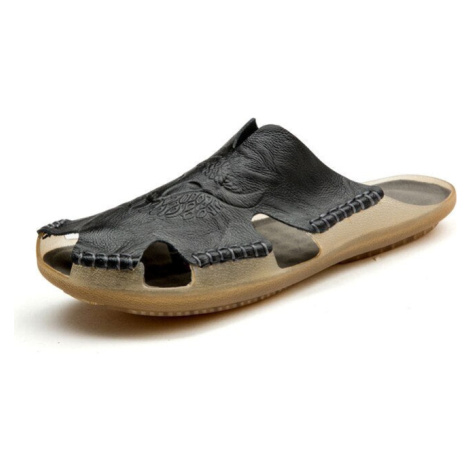 Kožené pánské pantofle vintage retro kůže MIXI FASHION