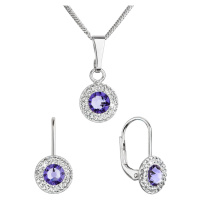 Evolution Group Sada šperků s krystaly Swarovski náušnice a přívěsek fialové kulaté 39109.3 tanz