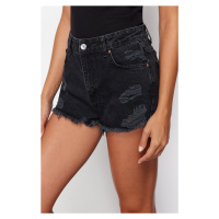 Trendyol Black Ripped Detailed Mini Shorts & Bermuda