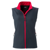 James & Nicholson Měkká větruodolná softshellová dámská vesta, šedá - červená